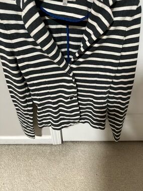 Women grey and White Striped blazer Classic Crew
